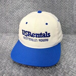 Headmaster US Rentals Snapback OSFA Cream Blue Vintage Corporate Hat